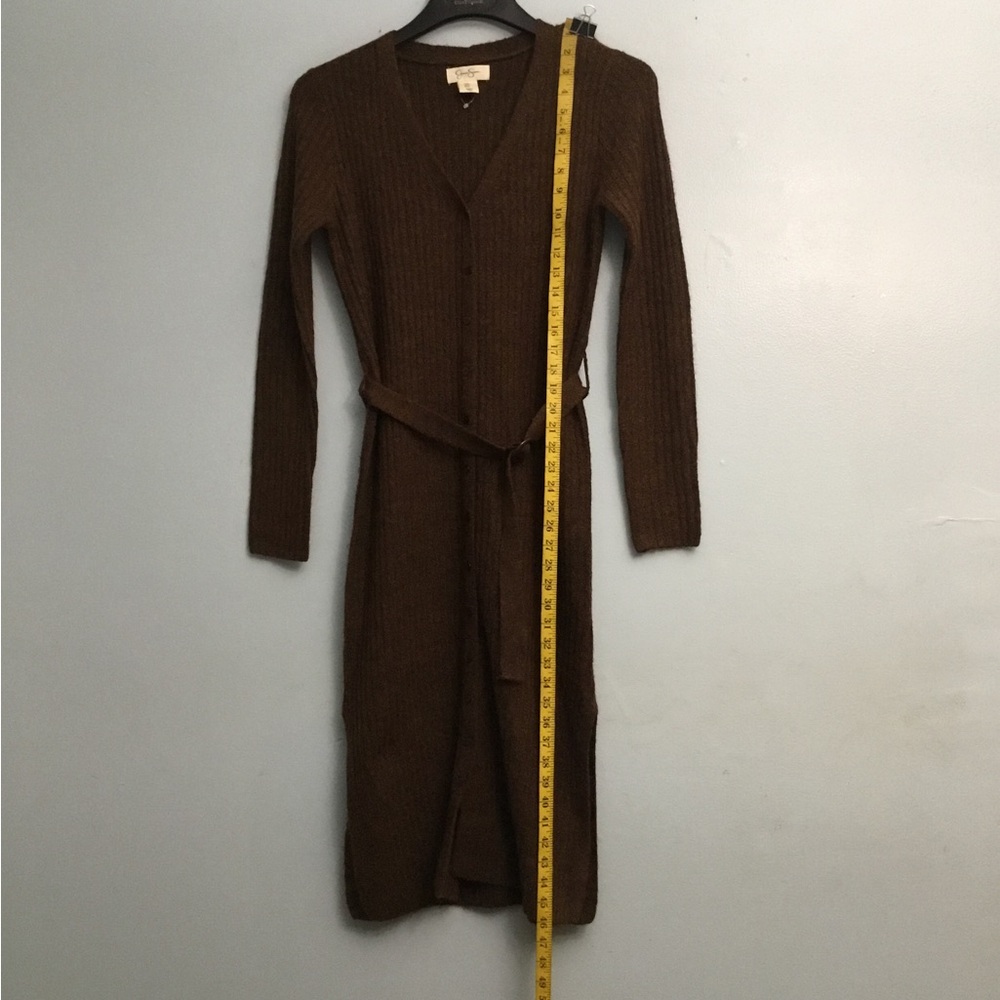 Jessica Simpson Brown Long Sleeve V-Neck Sweater Dress